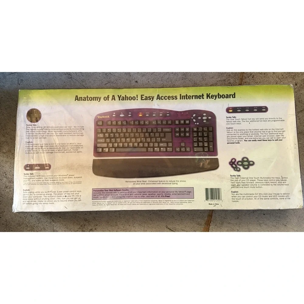 Vtg SEALED Yahoo! Easy Access Internet Keyboard 1999 for PC PS2 Rare Purple